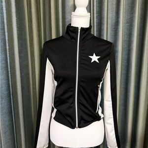 IAMSURE S/M Black & White Women's Star Track Jacket